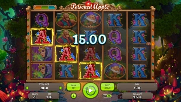 Poisoned Apple - выигрышная комбинация на линии Выигрышная комбинация на линии в Poisoned Apple